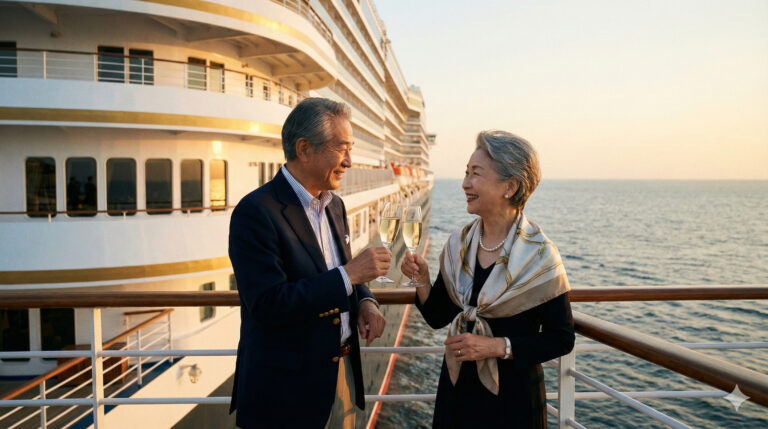 クルーズ夕景乾杯