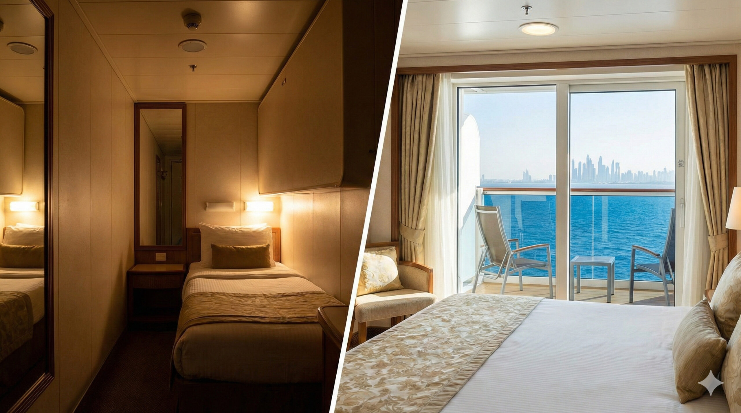 内側とバルコニー付き客室の比較