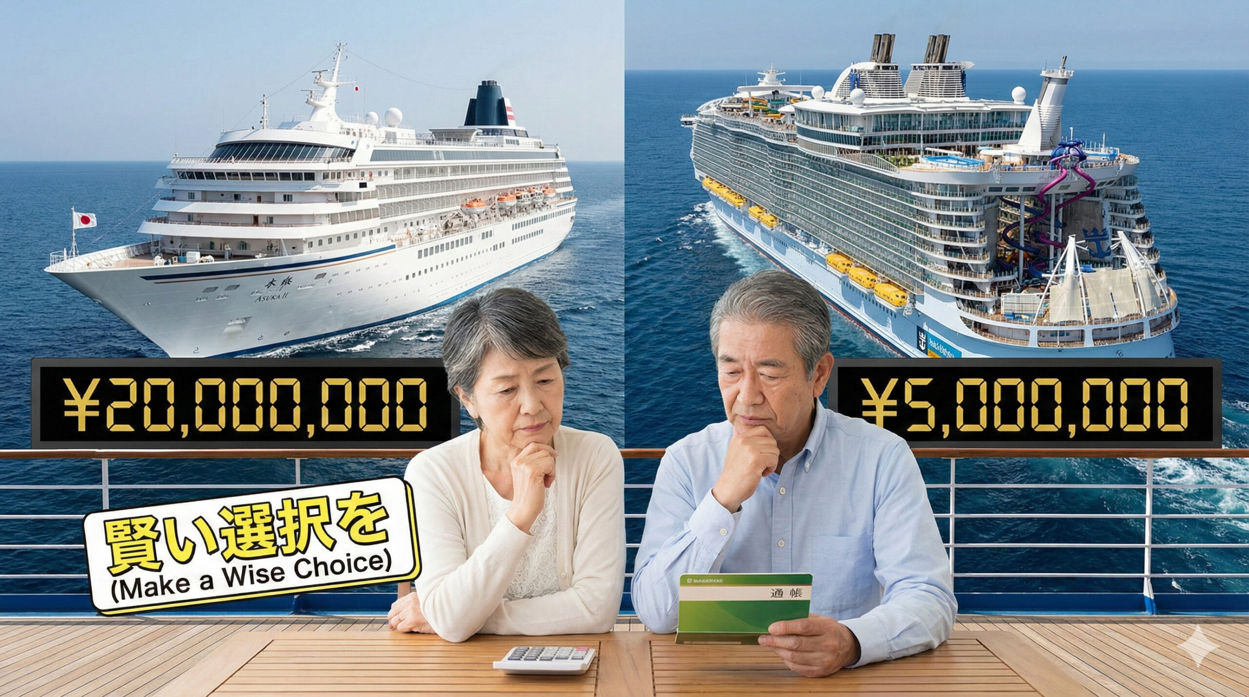 日本船と外国船の価格比較と悩む夫婦