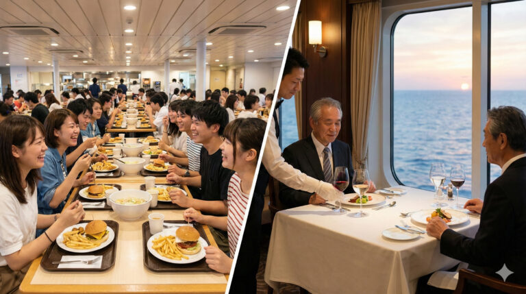 カジュアルと豪華、2つのダイニングの対比