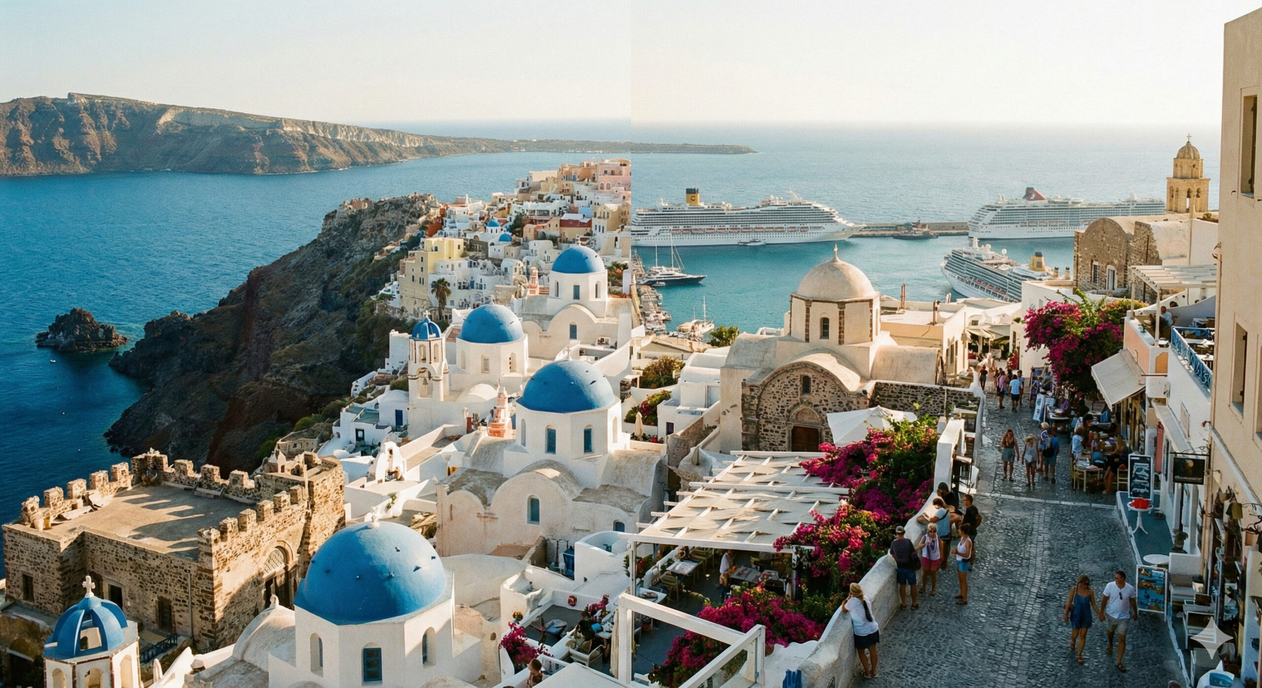 クルーズ船が停泊する地中海の港町