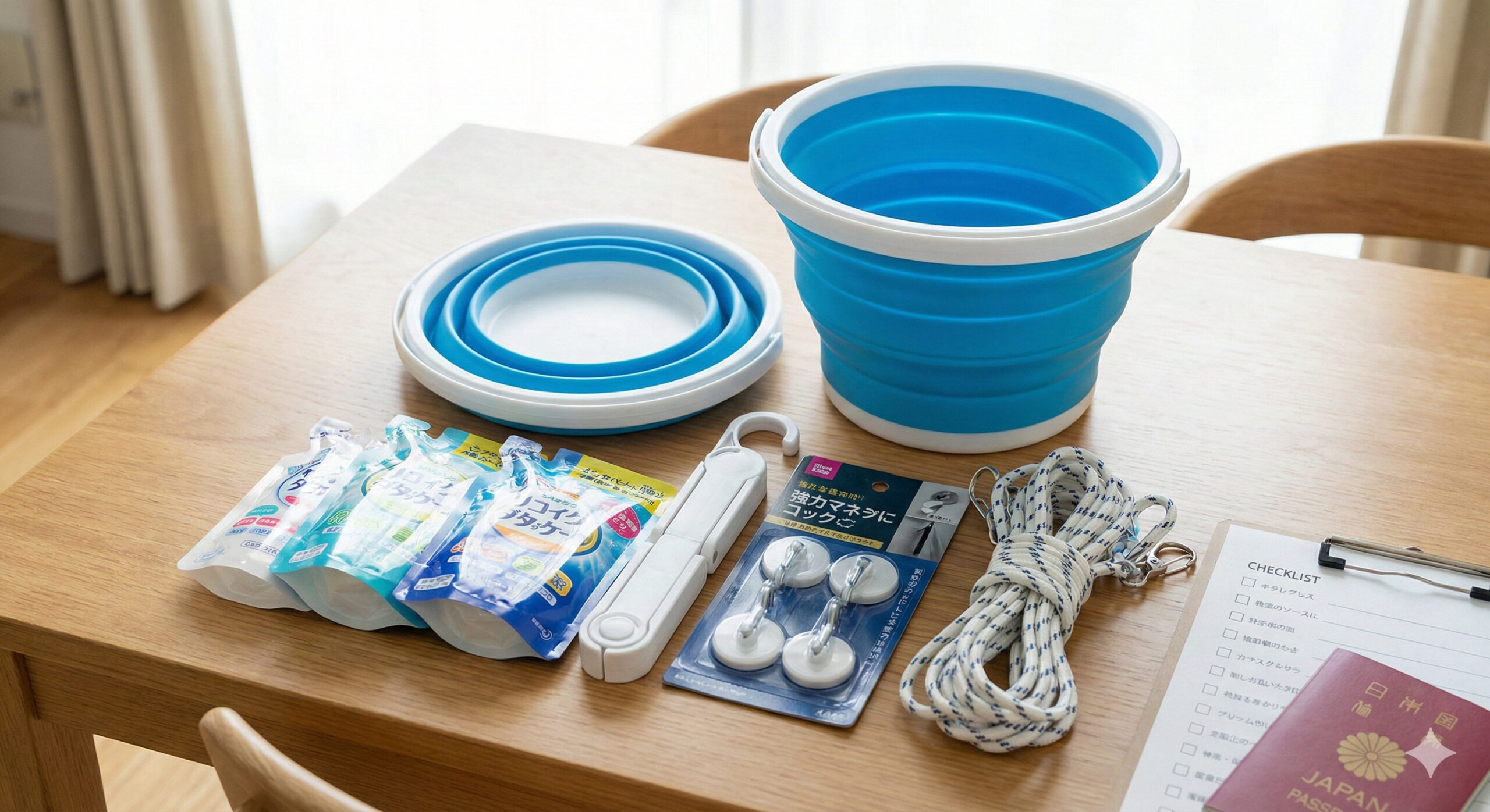 整理されたトラベル用洗濯グッズ